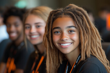 Fototapeta premium Youth attending a leadership summit, inspired to take charge and lead their communities.