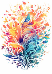 A colorful flower surrounded by vibrant leaves and blossoms