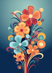 Vector illustration of colorful flowers