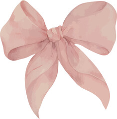 Vector, Watercolor illustration, luxurious pink bow, silk bow, satin bow, festive, Greeting cards, invitation, party, baby shower, birthday, event, holiday, wedding card, printable