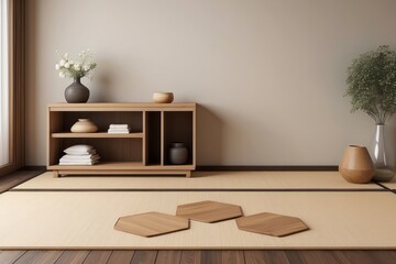 Minimalist Japanese Interior Design with Wooden Accents and Tatami Mats