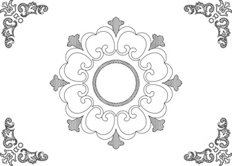 Vector sketch illustration silhouette design frame baground pattern classic vintage ornament decoration