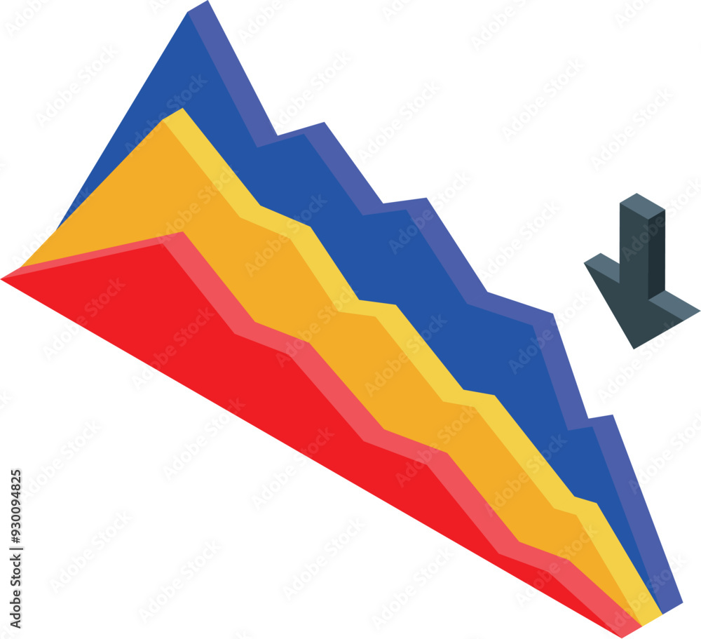 Poster colorful graph showing decreasing lines representing a financial loss