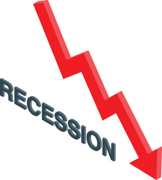 Red arrow graph going down illustrating the concept of economic recession