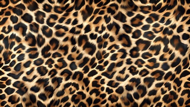 Leopard fur background, wild animal fur print, natural and exotic fur pattern with copy space