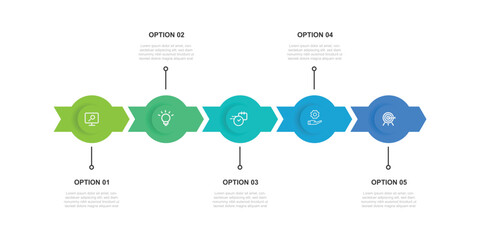 Design template infographic vector element with 5 step process suitable for web presentation and business information