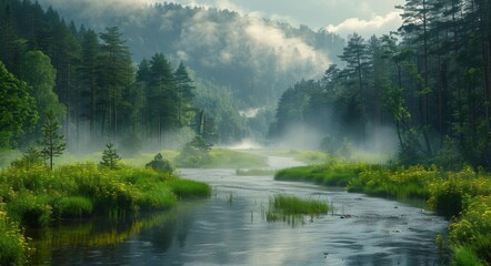 Fototapeta premium Serene Forest Scenery