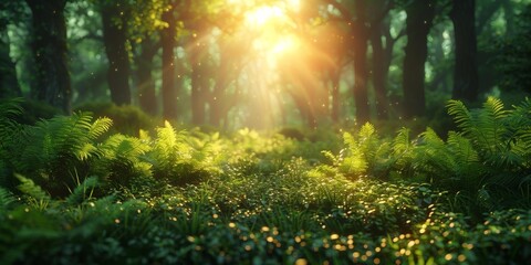 Obraz premium Enchanting Forest Path at Sunrise
