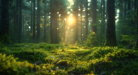 Obraz premium Enchanted Path Through the Misty Woods