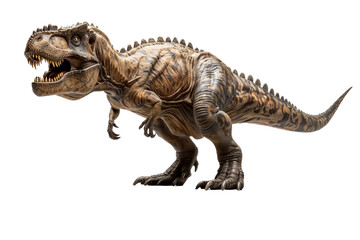 Fototapeta premium Clear image of Carcharodontosaurus on a white background, showcasing its massive size, detailed texture, and prominent features with clarity