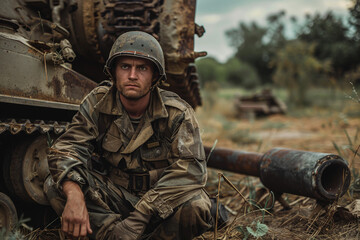 Special forces infantry troop soldier in full gear uniform AI generated image