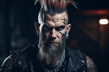 Obraz premium Brutal metal music lover rocker band member diversity age, cool punk style, Generative AI photo