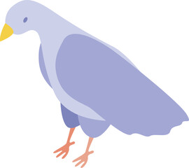Purple dove bird standing icon, isometric view