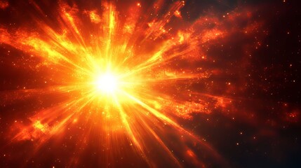 Celestial Explosion. Futuristic and dazzling light burst in a starburst pattern