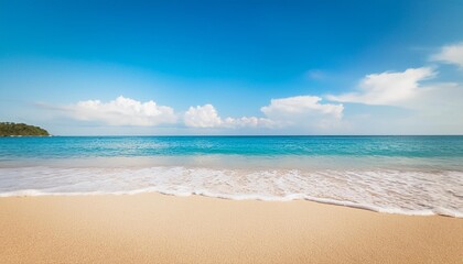 tropical summer sand beach on sea sky background copy space