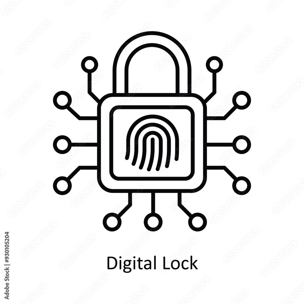 Poster digital lock vector filled outline icon design illustration. smart home and technology symbol on whi