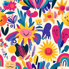 Fototapeta premium seamless background with flowers