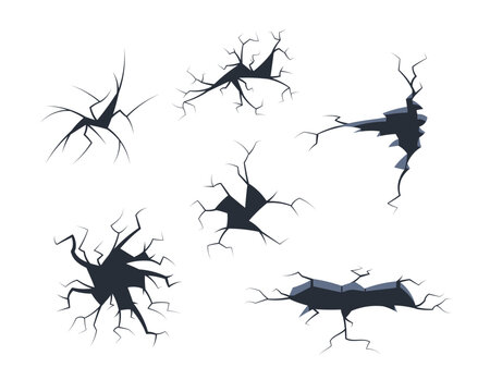 Emerging cracks on white surface hint at danger and risk, resembling earthquake aftermath. Dynamic patterns of splitting add depth to serene background