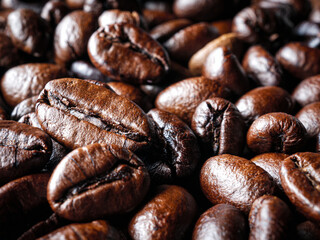 Coffee bean roasted background, Close-up of fresh roasted coffee bean, Wallpapers of  roasted coffee bean