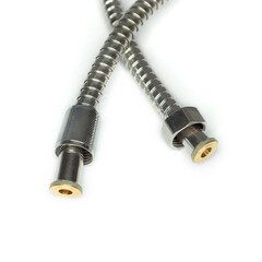 Metal Shower Hose On White Background
