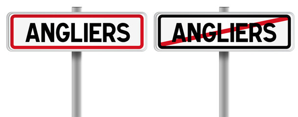 Panneau de ANGLIERS à l'Entrée et à la Sortie - Fond Transparent ou Blanc Disponible