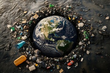 earth piled with garbage