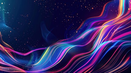 Abstract Digital Art with Glowing Lines