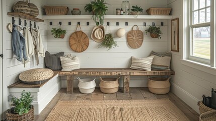 Charming Wicker Storage Cabinet with Shelves, Displaying Decorative Elements