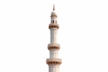 minaret of mosque on transparent background, png file
