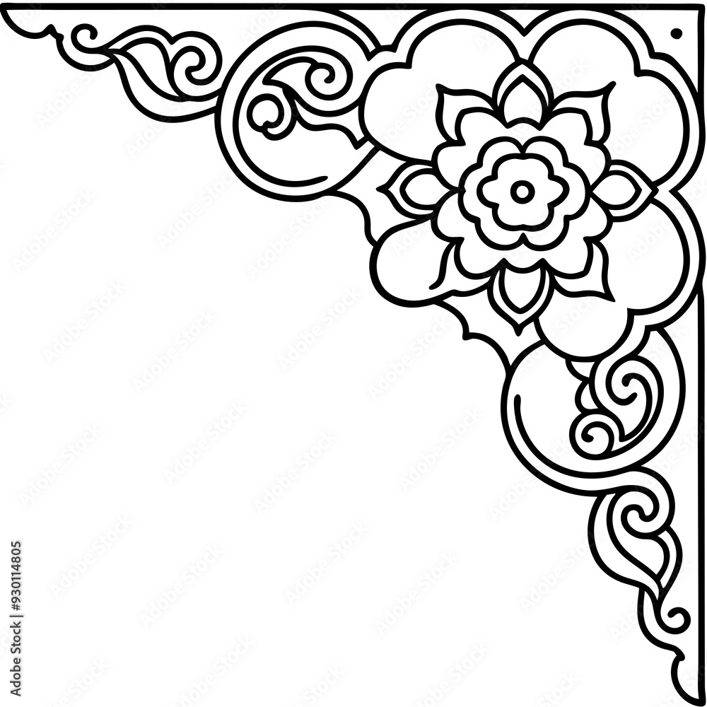 Wall mural elegant modern flower graphic corner