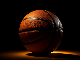 Obraz premium Basketball isolated on black background, 3D rendering