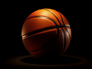 Obraz premium Basketball isolated on black background, 3D rendering
