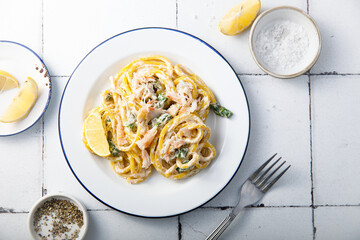 Spaghetti with crab meat © marysckin