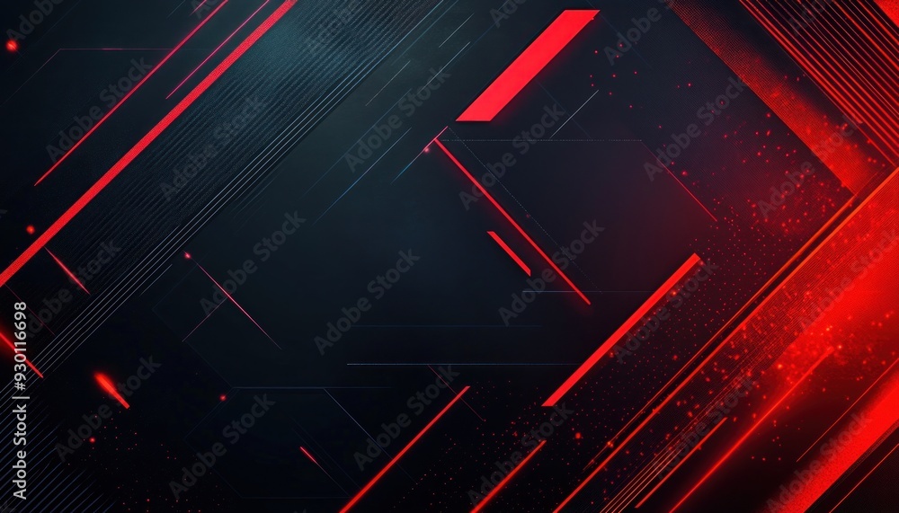 Poster abstract dark background with red glowing lines and shapes