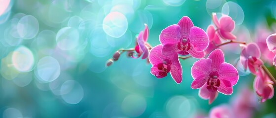  A pink flower in sharp focus on a branch against a background of softly blurred light