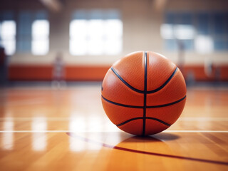 Basketball on the gym floor