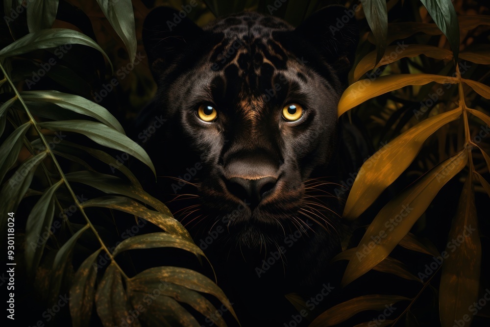 Canvas Prints black panther wildlife outdoors leopard.