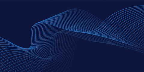 Naklejka premium Dark blue abstract background with glowing circle lines. Geometric stripe line art design. Modern shiny blue lines. Futuristic technology concept.