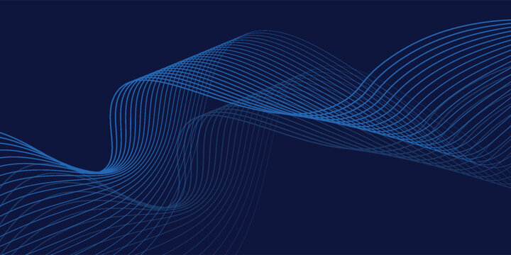 Dark blue abstract background with glowing circle lines. Geometric stripe line art design. Modern shiny blue lines. Futuristic technology concept.