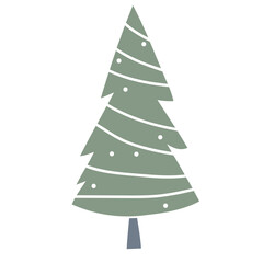 A minimalist green Christmas tree with white dots, representing ornaments or lights