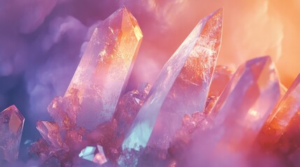 An abstract image of floating ethereal crystals with soft, pastel colors, creating a dreamy, otherworldly effect.