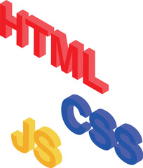 Isometric html css and javascript programming language acronyms forming a group