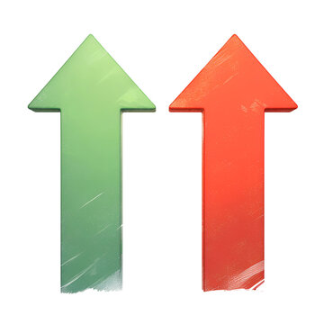Distressed Green and Red Upward Arrows on Transparent Background