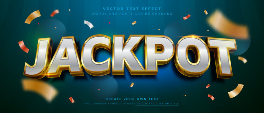 Jackpot bonus text effect on dark background, Gold and white vector graphic style