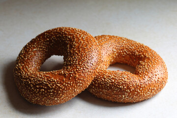 traditional turkish bagels with sesame seeds (simit)