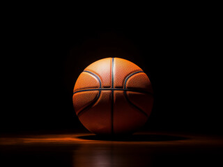 Obraz premium Basketball against a black background, symbolizing sports and fitness
