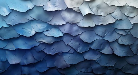 Fototapeta premium Abstract Wave Art, Ocean-Inspired Paper Sculpture with Blue and Gray Tones