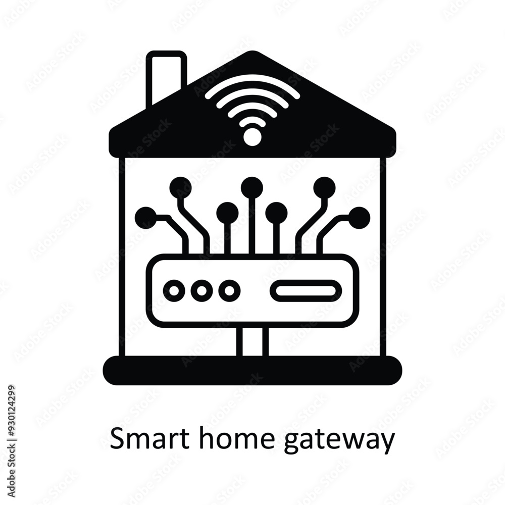 Poster smart home gateway vector filled outline icon design illustration. smart home and technology symbol 