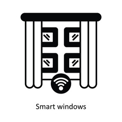 Smart windows  vector filled outline Icon Design illustration. Smart Home and Technology Symbol on White background EPS 10 File