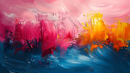 a painting of pink and blue colors